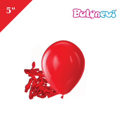 Lateks Pastel Balon 5 inç 100 Parça Kırmızı - 