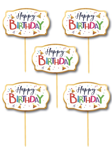 Konuşma Balonu Happy Birthday Renkli Temalı 5 Parça - 2
