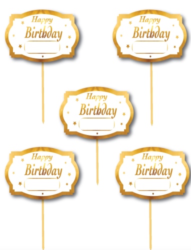 Konuşma Balonu Happy Birthday Beyaz Temalı 5 Parça - 2