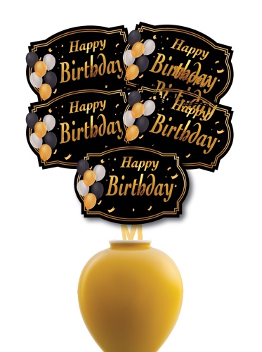 Konuşma Balonu Happy Birthday Siyah Temalı 5 Parça - 1