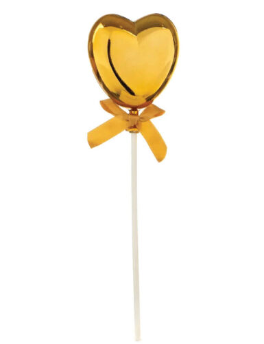 Krom Gold Renk Kalp Pasta Üstü Çubuklu Lüks - 