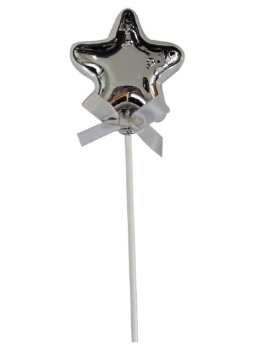 Krom Gümüş Renk Yıldız Pasta Üstü Çubuklu Lüks - 