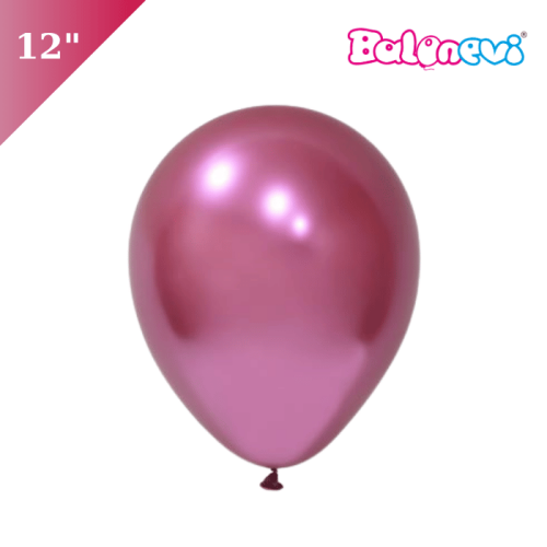 Lateks Krom Parlak Balon Fuşya 50 Parça 12 İnç Balonevi - 1