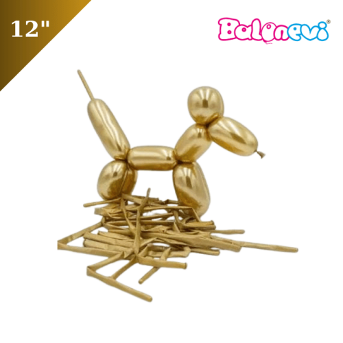 Lateks Krom Parlak Gold Renk Sosis Balon 50 Parça Balonevi - 1