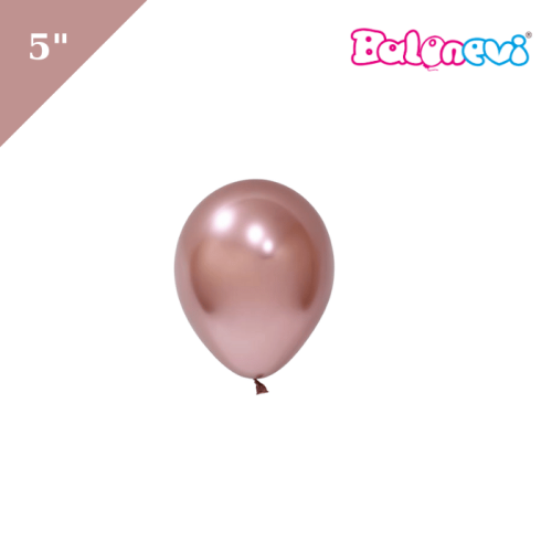Lateks Krom Parlak Balon 5 İnç Rose Gold Renk 50 Parça - 
