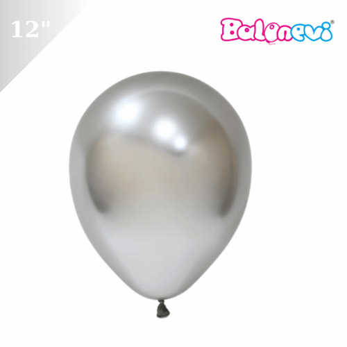 Lateks Krom Parlak Balon Gümüş 50 Parça 12 İnç Balonevi - 