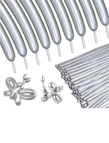 Lateks Krom Parlak Gümüş Renk Sosis Balon 10 Parça - 