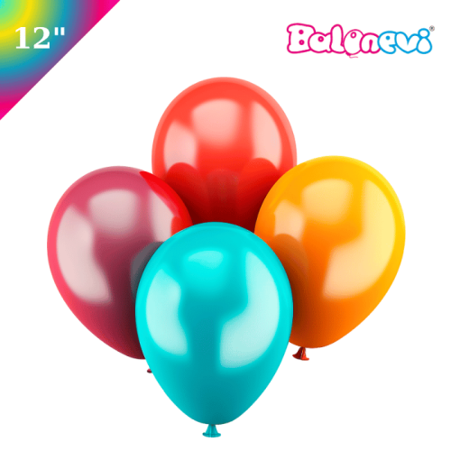 Lateks Krom Parlak Balon Karışık 50 Parça 12 İnç Balonevi - 