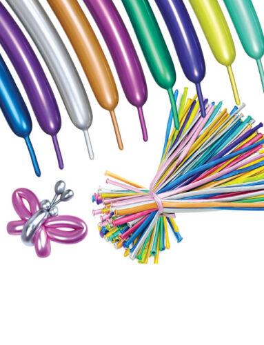 Lateks Krom Parlak Karışık Renk Sosis Balon 10 Parça - 