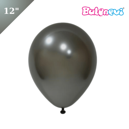 Lateks Krom Parlak Balon Koyu Gümüş 50 Parça 12 İnç Balonevi - 