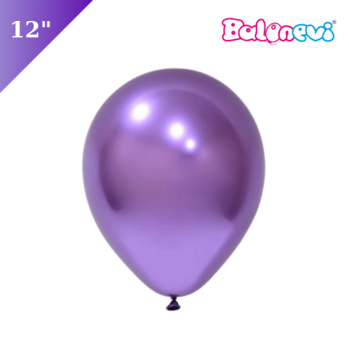 Lateks Krom Parlak Balon Mor 50 Parça 12 İnç Balonevi - 