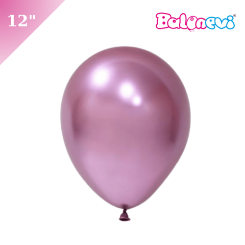 Lateks Krom Parlak Balon Pembe 50 Parça 12 İnç Balonevi - 
