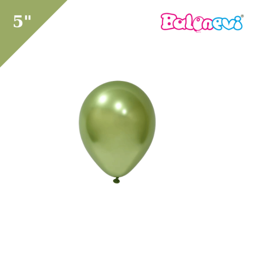 Lateks Krom Parlak Balon 5 İnç Yeşil Renk 50 Parça - 