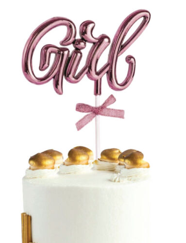 Krom Renk Pasta Üstü Çubuklu Süs Girl Pembe - 