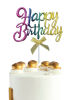 Krom Renk Pasta Üstü Çubuklu Happy Birthday Renkli - 1