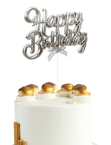 Krom Renk Pasta Üzeri Çubuklu Happy Birthday Kürdan Gümüş - 