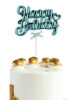 Krom Renk Pasta Üzeri Çubuklu Happy Birthday Kürdan Mavi - 1
