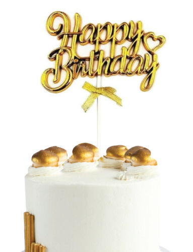 Krom Renk Pasta Üzeri Çubuklu Happy Birthday Kürdan Gold - 