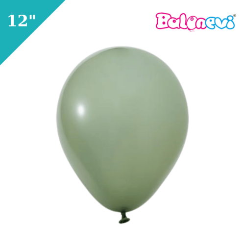 Lateks Pastel Balon 100 Parça Küf Yeşili 12 İnç Balonevi - 