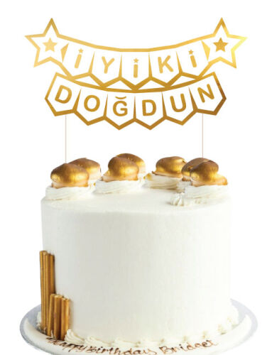 Kürdan Pasta Üstü İyiki Doğdun Varaklı Beyaz - 