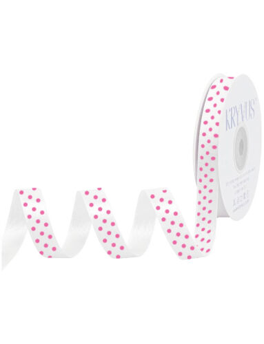 Kurdele Saten Baskılı 1 Cm 20 Metre Puanlı Pembe - 1