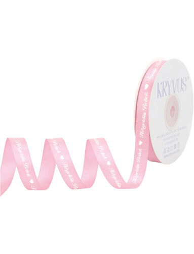 Kurdele Saten Baskılı 1 Cm 20 Metre Hoşgeldin Bebeğim Pembe - 1