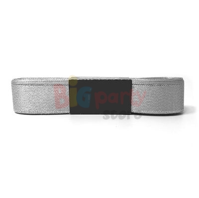 Kurdele Saten 2 Cm 10 Metre Simli Gümüş - 2
