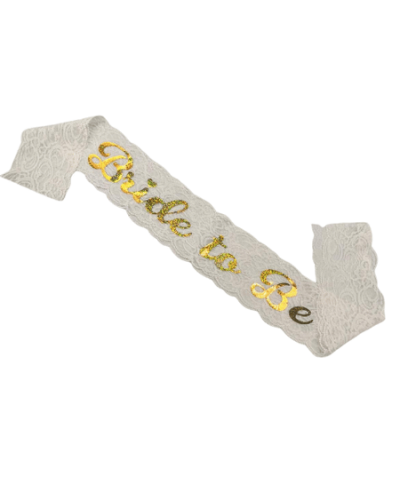 Kuşak Dantelli Bride To Be Beyaz - Altın - 