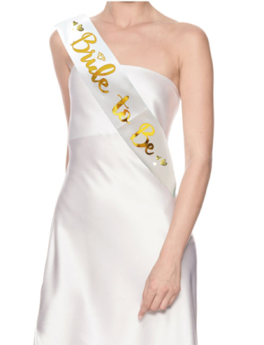Kuşak Saten Bride To Be Beyaz - Altın - 