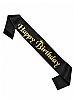 Kuşak Saten Happy Birthday Siyah Üzeri Altın Baskılı - 1