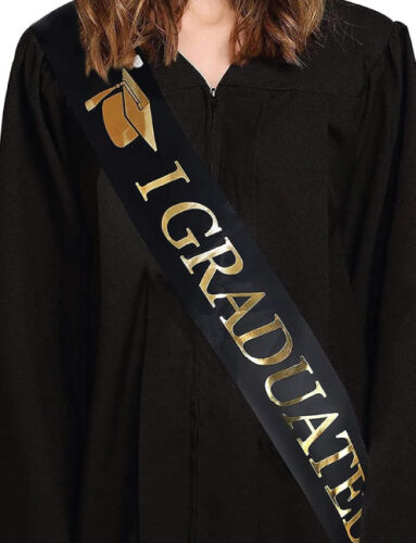 Kuşak Saten Varaklı Mezuniyet Siyah Üzeri Altın Baskılı - 2