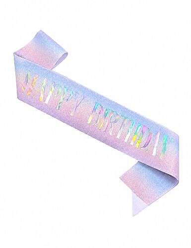 Kuşak Simli Geçişli Happy Birthday Varaklı - 