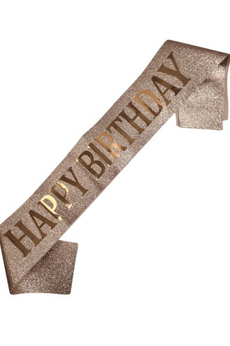 Kuşak Simli Happy Birthday Rose Gold Üzeri Rose Gold - 