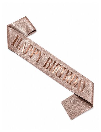 Kuşak Simli Happy Birthday Rose Gold Üzeri Rose Gold - 