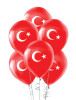 Lateks Balon Ay Yıldız Baskılı Kırmızı Beyaz Temalı 12 inç 25 Parça - 1