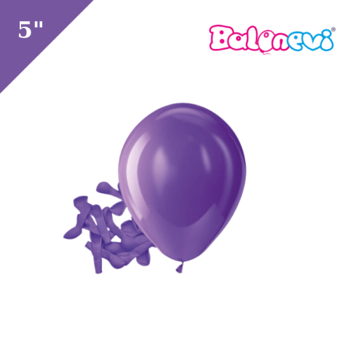 Lateks Pastel Balon 5 inç 100 Parça Mor - 