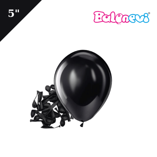  Lateks Pastel Balon 5 inç 100 Parça Siyah - 