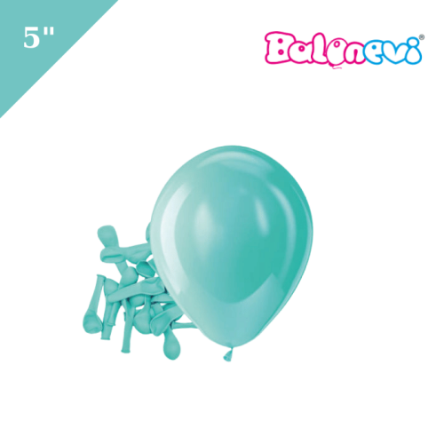  Lateks Pastel Balon 5 inç 100 Parça Su Yeşili - 