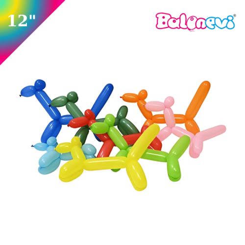 Lateks Balon Sosis Pastel Karışık Renk 12 İnç 100 Parça - 