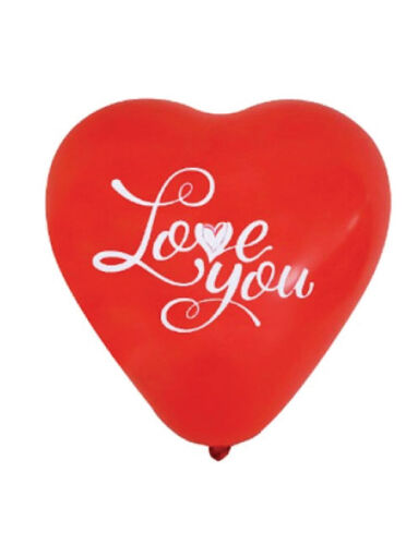 Lateks Baskılı Balon Kalp Şekilli Love You Baskılı 50 Parça - 