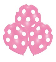 Lateks Çepeçevre Baskılı Balon Pembe Puantiyeli 6 Parça - 1