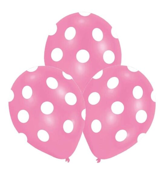 Lateks Çepeçevre Baskılı Balon Pembe Puantiyeli 6 Parça - 1