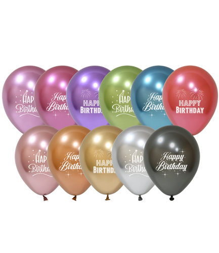 Lateks Krom Baskılı Balon 12 İnç Happy Birthday 50 Parça - 1