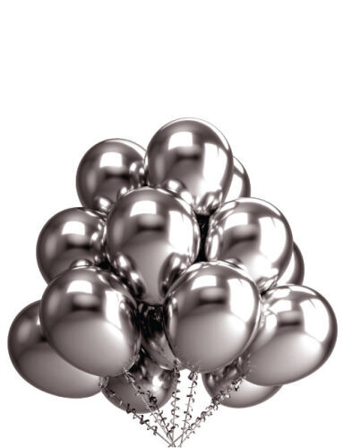 Lateks Krom Parlak Balon 12 İnç 8 Parça Koyu Gümüş - 2