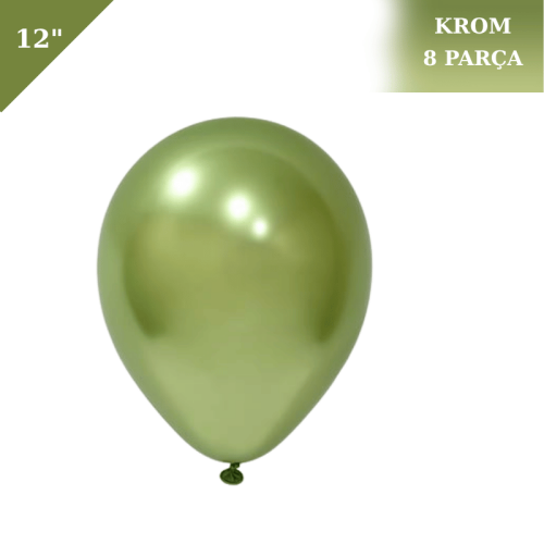 Lateks Krom Parlak Balon 12 İnç 8 Parça Yeşil - 