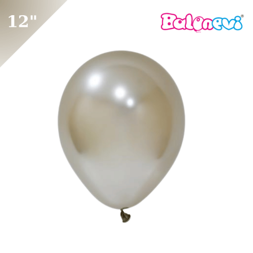 Lateks Krom Parlak Balon Beyaz Altın Renk 50 Parça 12 İnç Balonevi - 1