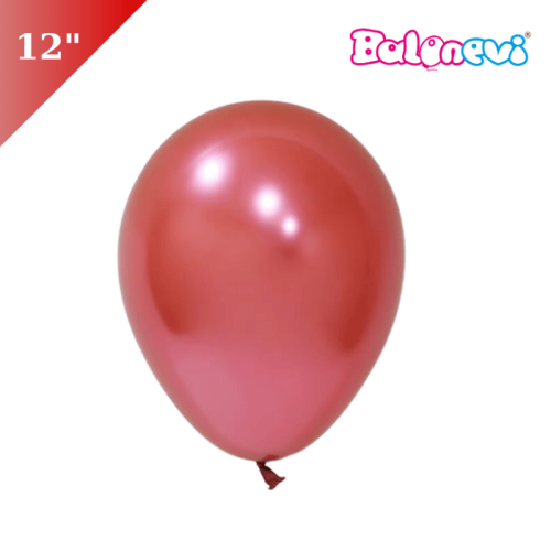 Lateks Krom Parlak Balon Kırmızı Renk 50 Parça 12 İnç Balonevi - 1