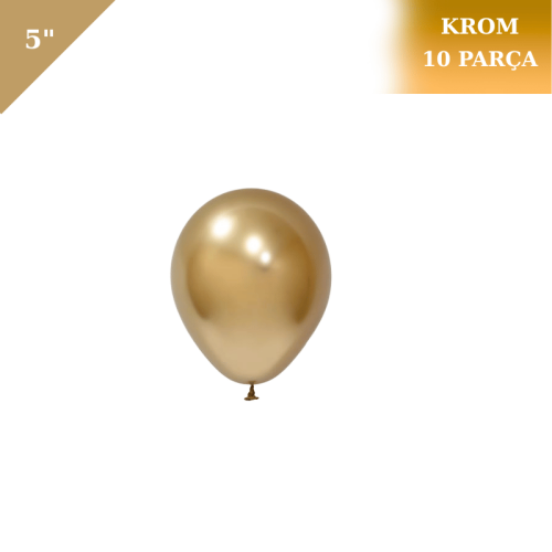 Lateks Krom Parlak Balon 5 İnç 10 Parça Altın - 1