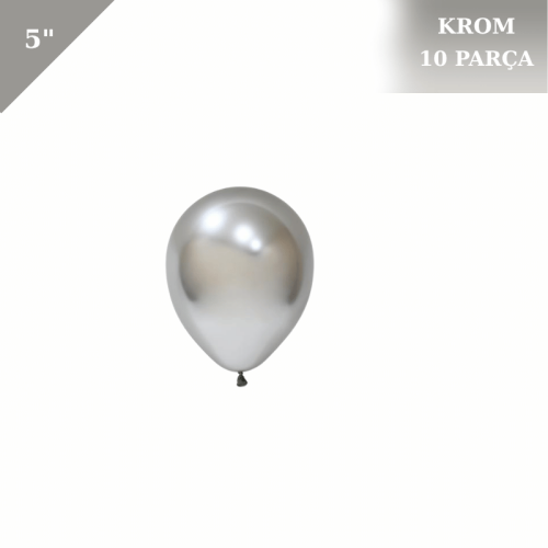 Lateks Krom Parlak Balon 5 İnç 10 Parça Gümüş - 