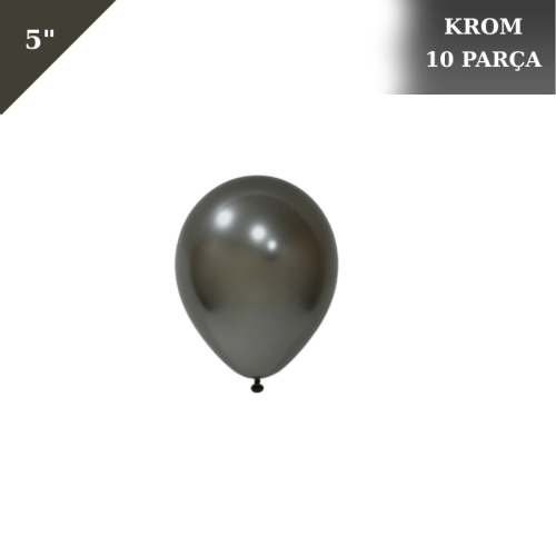 Lateks Krom Parlak Balon 5 İnç 10 Parça Siyah - 1